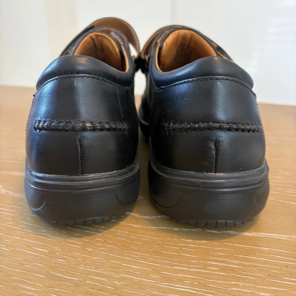 Dr Comfort Frank Black Leather Hook and Loop Dress Shoes Mens 10.5W 6210 Wide